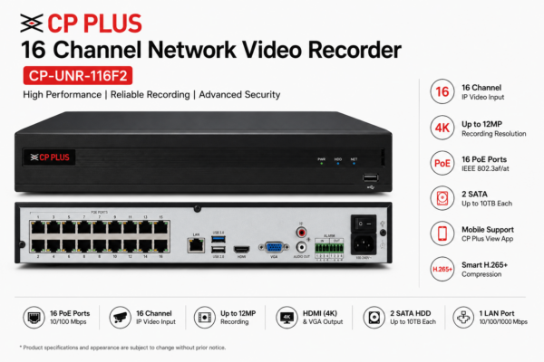 CP Plus 16 Channel Network Video Recorder - (CP-UNR-116F2).