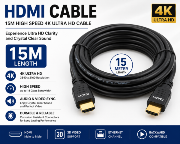 HDMI Cable 15M High Speed 4K Ultra HD Cable
