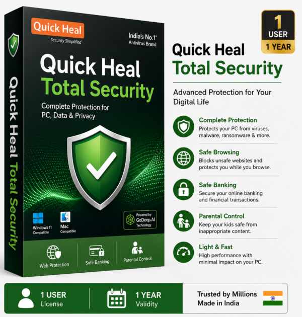 Quick Heal Total Security 1 User 1 Year Antivirus